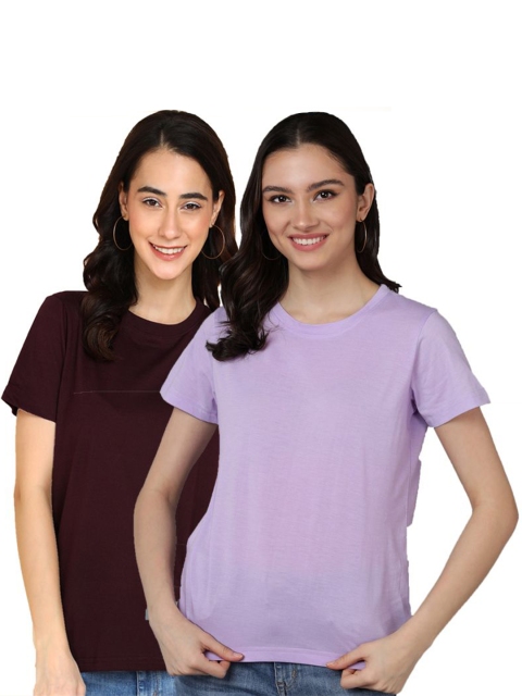 Adyavastram Women Pack of 2 Solid Round Neck Cotton T-shirts - Image 7