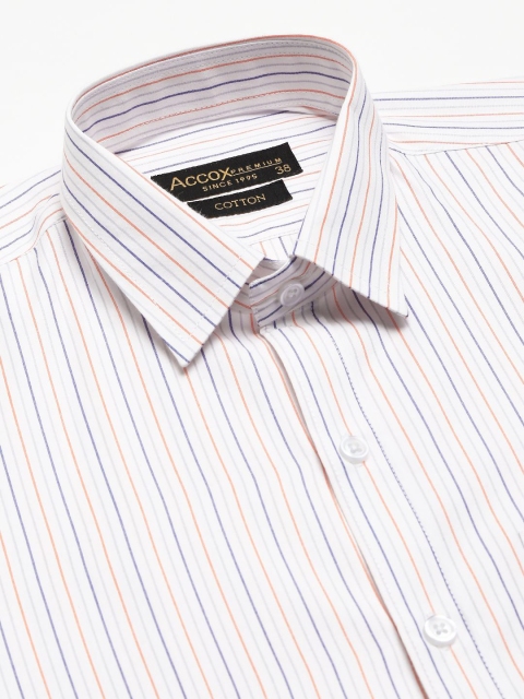 ACCOX Men Comfort Regular Fit Spread Collar Vertical Striped Cotton Formal Shirt - Image 6