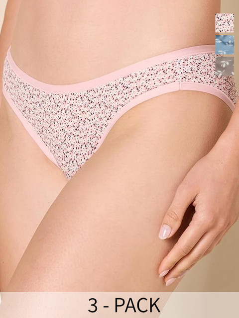 BODYMIST Women Pack Of 3 Printed Mid Rise Hipster Briefs