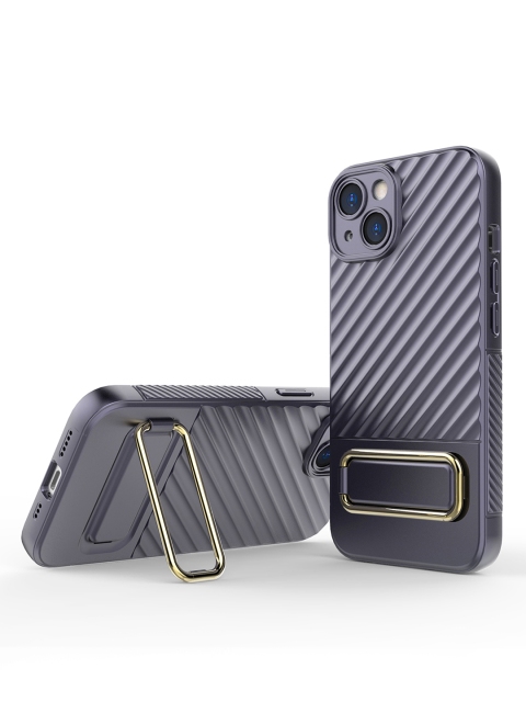 QRIOH iPhone 13 Purple Back Cover with Gold Metal Kickstand
