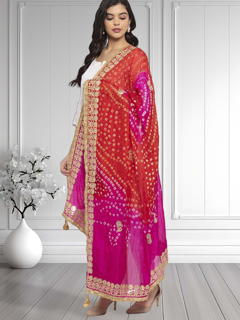 Moda Rapido Dyed Bandhani Dupatta with Gotta Patti - Image 3