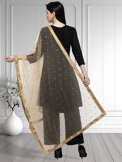 Moda Rapido Floral Embroidered Beads And Stones Dupatta - Image 4