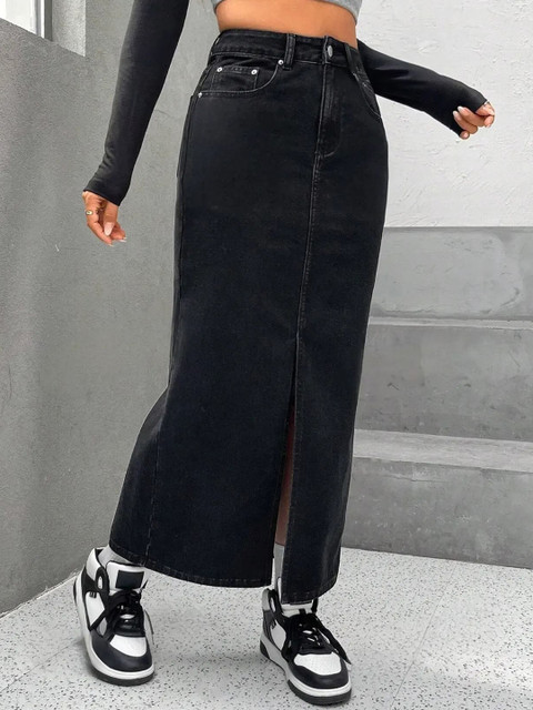 dolsia Women Washed Pencil Maxi Skirt