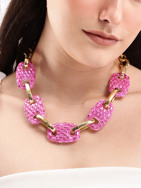 DressBerry Stone Studded Chunky Necklace