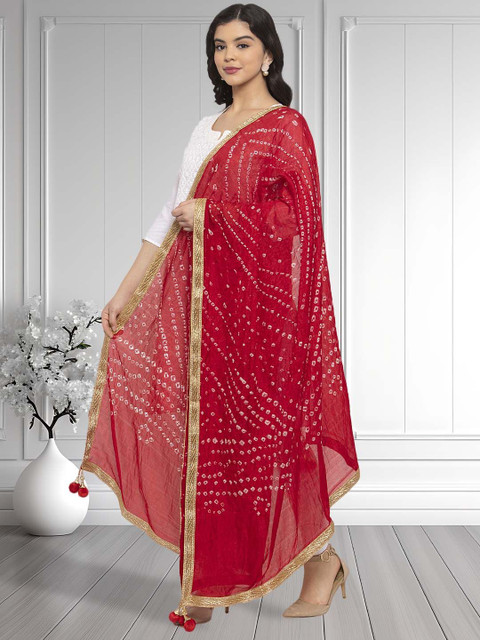 Moda Rapido Bandhani Printed Gotta Patti Dupatta - Image 3