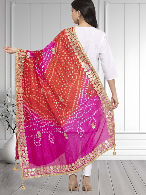 Moda Rapido Dyed Bandhani Dupatta with Gotta Patti - Image 4