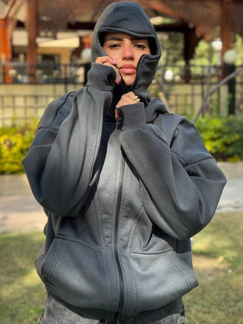 STYLEVERSE Cotton Hooded Lightweight Open Front Jacket