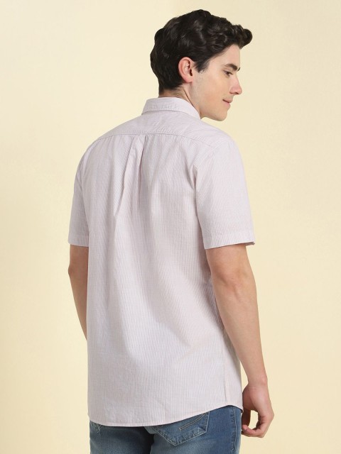 Allen Solly Men Spread Collar Vertical Striped Cotton Casual Shirt - Image 4