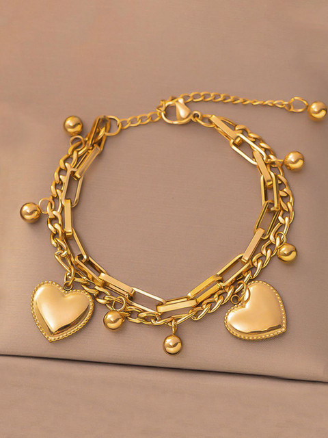 Jewels Galaxy Gold-Plated Charm Bracelet