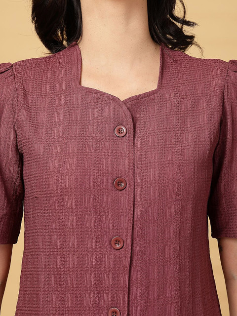 plusS Self Design Square Neck Shirt With Trouser - Image 2