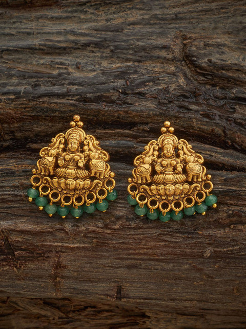 Kushal's Fashion Jewellery Gold-Plated Ethnic Antique Contemporary Studs Earrings