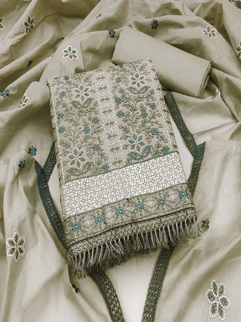 Peachmode Floral Embroidered Pure Cotton Unstitched Dress Material