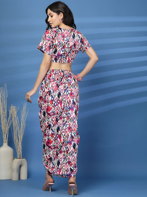 plusS Printed Round Neck Top With Skirt - Image 5