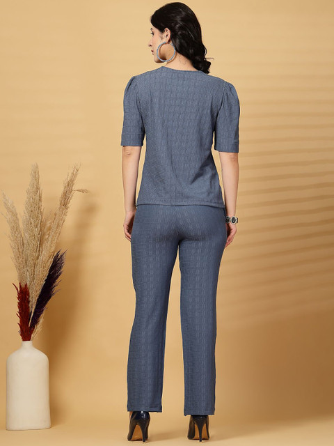 plusS Self Design Square Neck Shirt With Trouser - Image 6