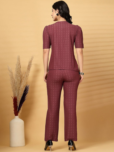 plusS Self Design Square Neck Shirt With Trouser - Image 5