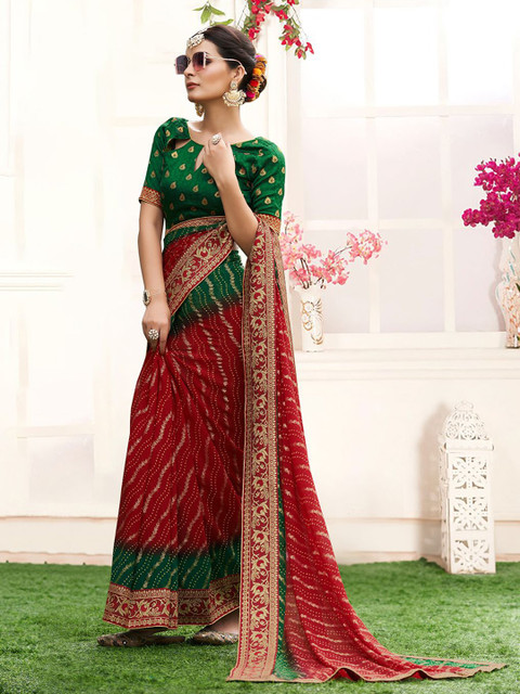 Rekha Maniyar Printed Zari Ready to Wear Bandhani Saree - Image 2