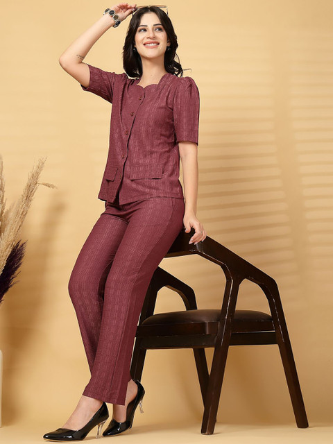 plusS Self Design Square Neck Shirt With Trouser - Image 7