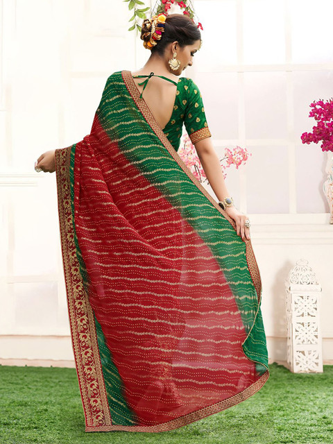Rekha Maniyar Printed Zari Ready to Wear Bandhani Saree - Image 3