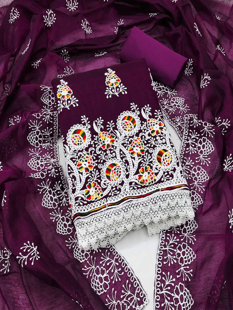 Peachmode Floral Embroidered Unstitched Dress Material