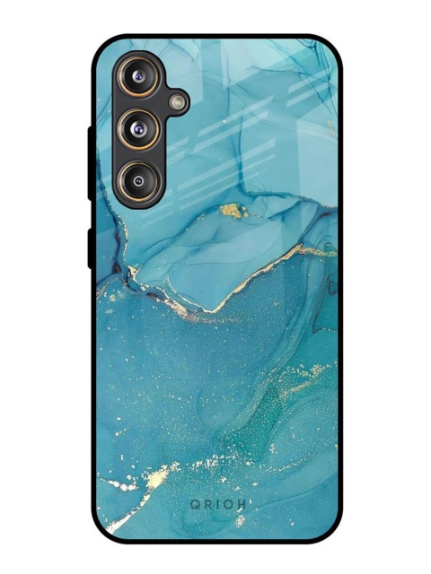 QRIOH Blue Golden Glitter Real Samsung Galaxy F55 5G Impact Resistant Back Case