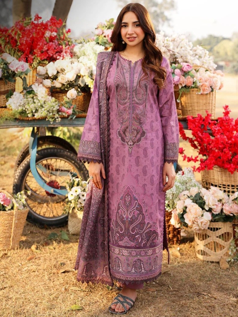 KALINI Ethnic Motifs Printed Notch Neck Straight Kurta With Trousers And Dupatta