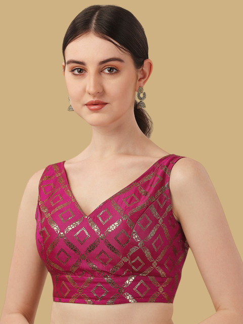 Oomph! Woven Design Jacquard Traditional Saree Blouse