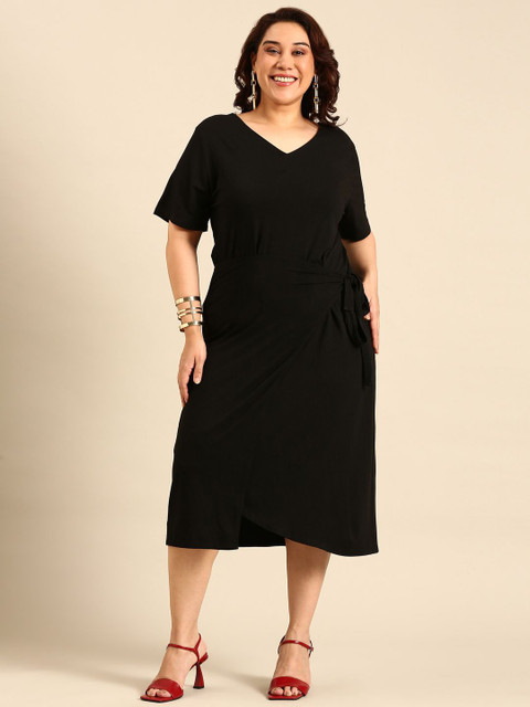The Pink Moon Women Black Knot Midi Dress
