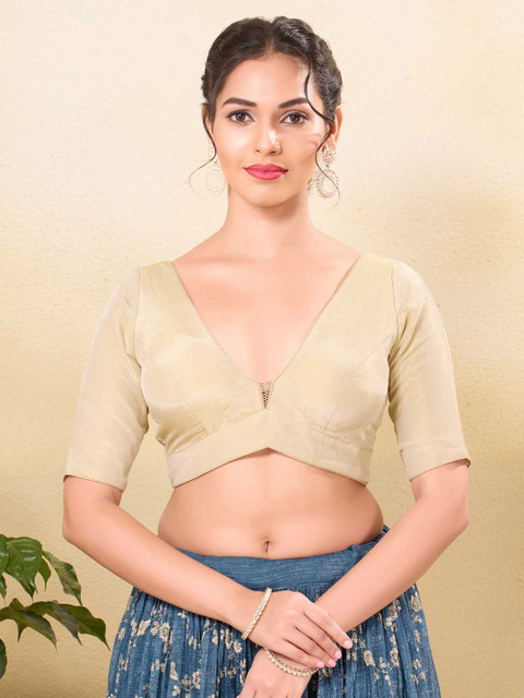 VAMAS - THE DESIGNER BLOUSES Women V-Neck Padded Saree Blouse