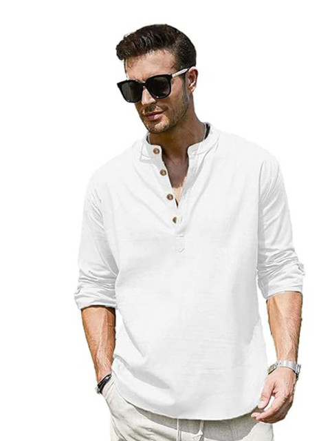 EdinWolf Men India Slim Fit Band Collar Solid Cotton Casual Kurta