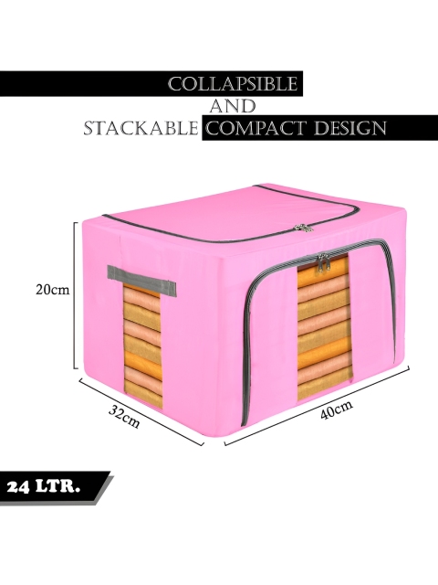 Myntra Elegant Homes Pink & Grey Waterproof Parachute Cloth Storage - Image 3