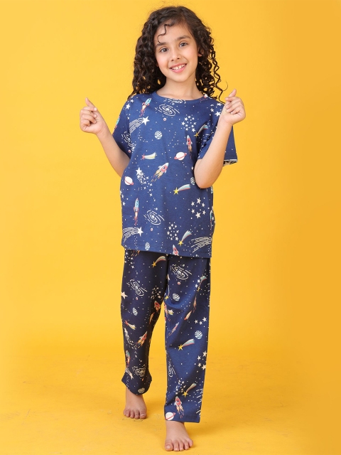 Anthrilo Girls Graphic Printed Regular Night suit