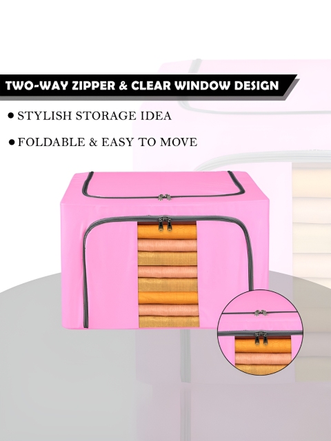Myntra Elegant Homes Pink & Grey Waterproof Parachute Cloth Storage - Image 4