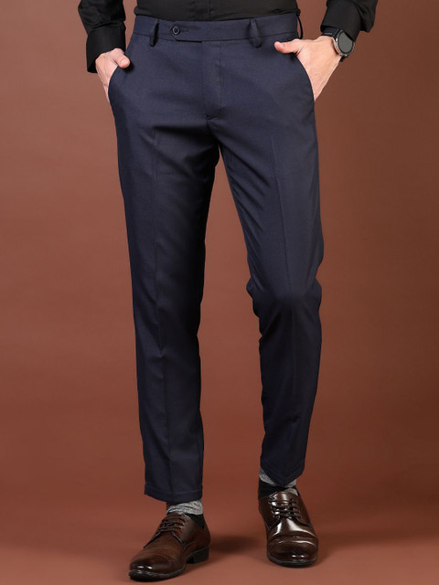 J White by Vmart Men Slim Fit Pleated Formal Trousers
