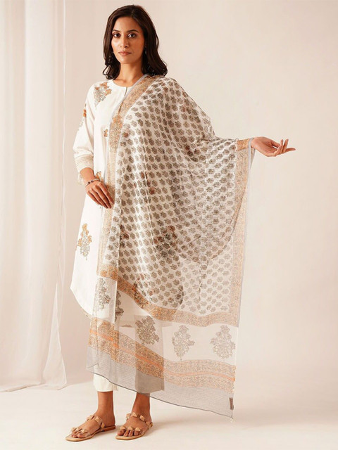 JAYPORE Ethnic Motifs Printed Cotton Dupatta