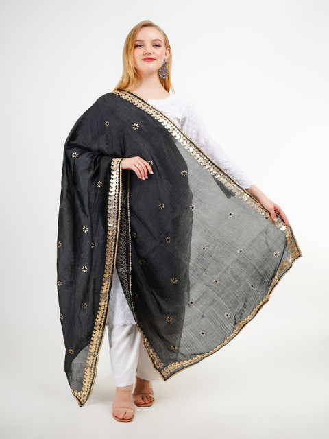 Karthav Fashion Ethnic Motifs Printed Gotta Patti Art Silk Dupatta