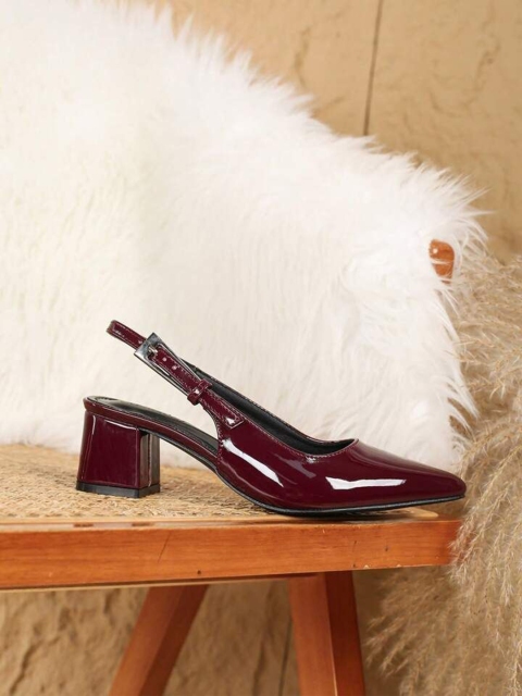 PURPLEHUNT Women Pointed Toe Block Heel Pumps - Image 2