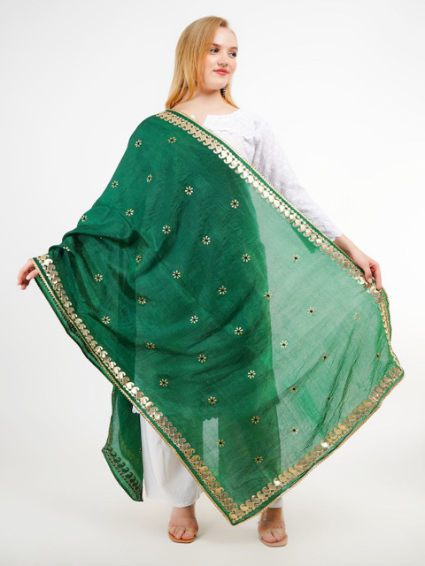 Karthav Fashion Ethnic Motifs Printed Gotta Patti Art Silk Dupatta