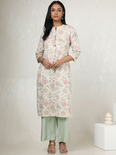 Soch Floral Printed Mandarin Collar Straight Kurta