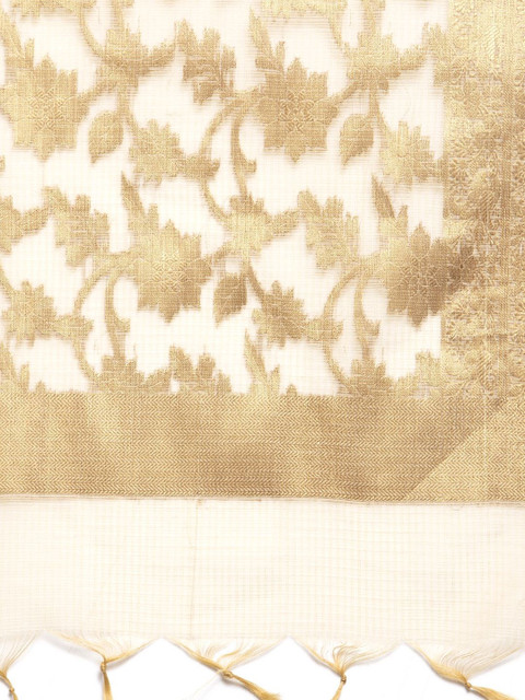 LOOM LEGACY Floral Woven Design Cotton Silk Jacquard Dupatta - Image 2