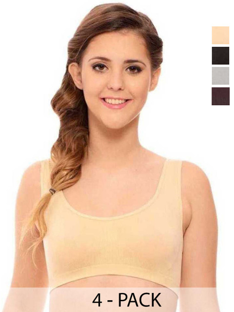 INDIROCKS Women Pack Of 4 Full Coverage Non Padded Seamless Underwired Workout Bra