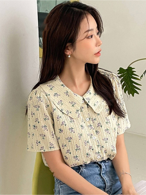 Szn Women Peter Pan Collar Shirt Style Top