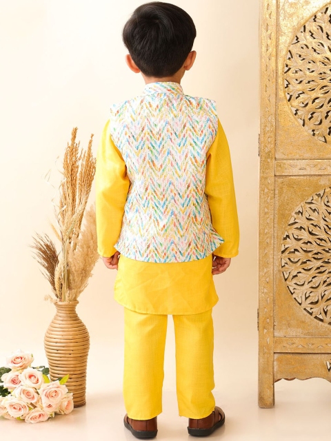 Superminis Boys Pure Cotton Straight Kurta with Pyjama & Jacket - Image 5