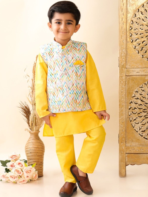 Superminis Boys Pure Cotton Straight Kurta with Pyjama & Jacket - Image 6