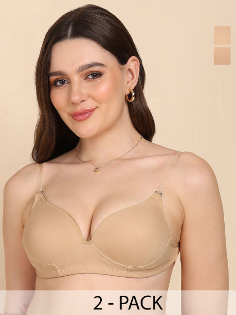 DressBerry Pack of 2 Transparent Back Heavy Padded Bra