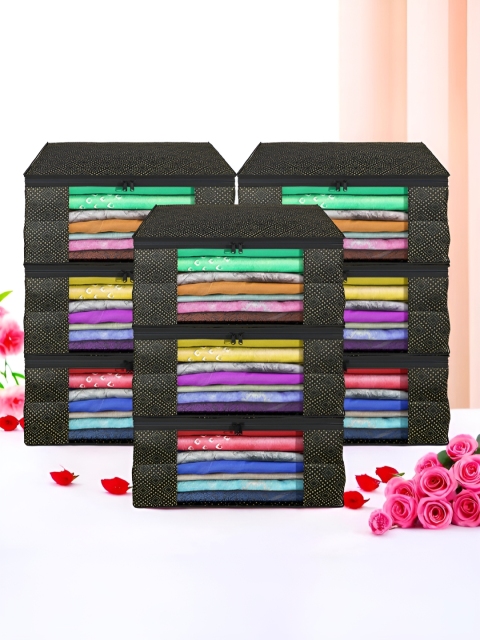 Aura Black & White 9 Pieces Non-Woven Saree Cover 9 Inch Clothes Bag