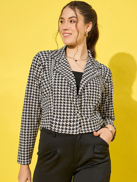 DIMPY GARMENTS Printed Single Breasted Short Blazer