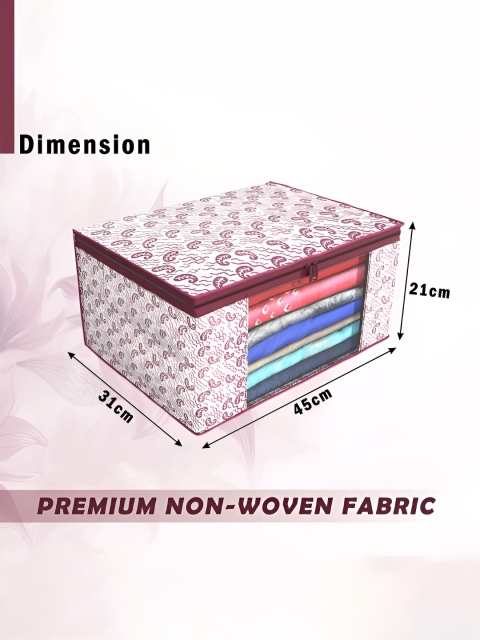 Aura Maroon & Pink 9 Pieces Non-Woven Saree Cover 9 Inch Clothes Bag - Image 3