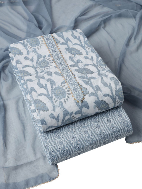 Sun Fashion And Lifestyle Floral Printed Gotta Patti Unstitched Dress Material