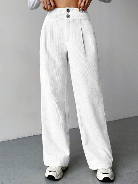 RAJOVATI Women Loose Fit Mid-Rise Pleated Trousers