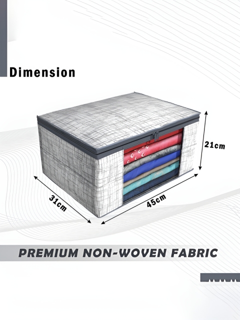 Aura Grey & White 4 Pieces Non-Woven Saree Cover 9 Inch Clothes Bag - Image 3